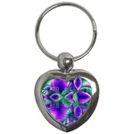 Evening Crystal Primrose, Abstract Night Flowers Key Chain (Heart) Front