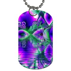 Evening Crystal Primrose, Abstract Night Flowers Dog Tag (one Sided) by DianeClancy