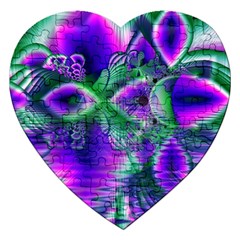 Evening Crystal Primrose, Abstract Night Flowers Jigsaw Puzzle (heart) by DianeClancy