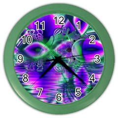 Evening Crystal Primrose, Abstract Night Flowers Wall Clock (color) by DianeClancy