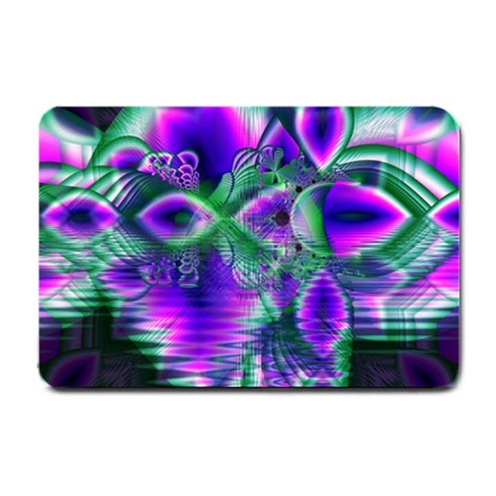 Evening Crystal Primrose, Abstract Night Flowers Small Door Mat