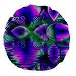 Evening Crystal Primrose, Abstract Night Flowers 18  Premium Round Cushion  Front