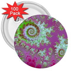 Raspberry Lime Surprise, Abstract Sea Garden  3  Button (100 Pack) by DianeClancy