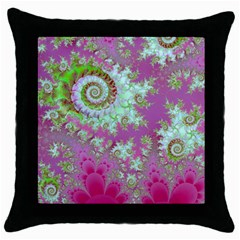 Raspberry Lime Surprise, Abstract Sea Garden  Black Throw Pillow Case by DianeClancy