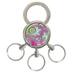 Raspberry Lime Surprise, Abstract Sea Garden  3-ring Key Chain by DianeClancy