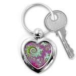 Raspberry Lime Surprise, Abstract Sea Garden  Key Chain (Heart) Front