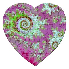 Raspberry Lime Surprise, Abstract Sea Garden  Jigsaw Puzzle (heart) by DianeClancy