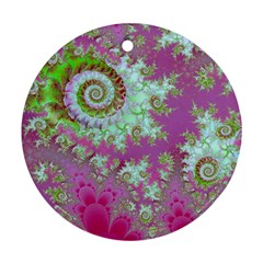 Raspberry Lime Surprise, Abstract Sea Garden  Round Ornament (two Sides) by DianeClancy