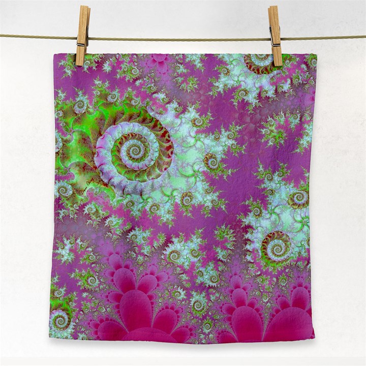 Raspberry Lime Surprise, Abstract Sea Garden  Face Towel