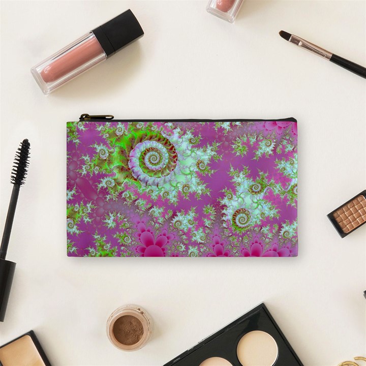 Raspberry Lime Surprise, Abstract Sea Garden  Cosmetic Bag (Small)