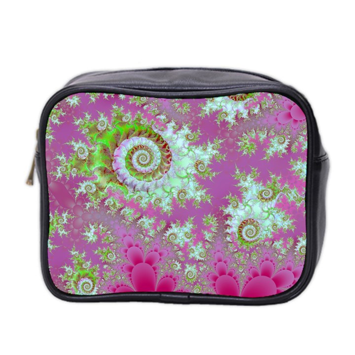 Raspberry Lime Surprise, Abstract Sea Garden  Mini Travel Toiletry Bag (Two Sides)