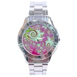 Raspberry Lime Surprise, Abstract Sea Garden  Stainless Steel Watch Front