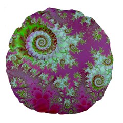 Raspberry Lime Surprise, Abstract Sea Garden  18  Premium Round Cushion  by DianeClancy