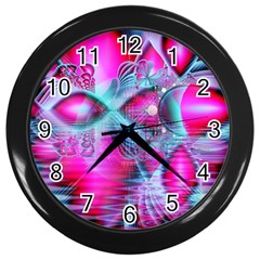 Ruby Red Crystal Palace, Abstract Jewels Wall Clock (black) by DianeClancy