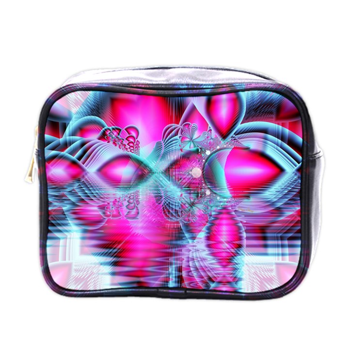 Ruby Red Crystal Palace, Abstract Jewels Mini Travel Toiletry Bag (One Side)