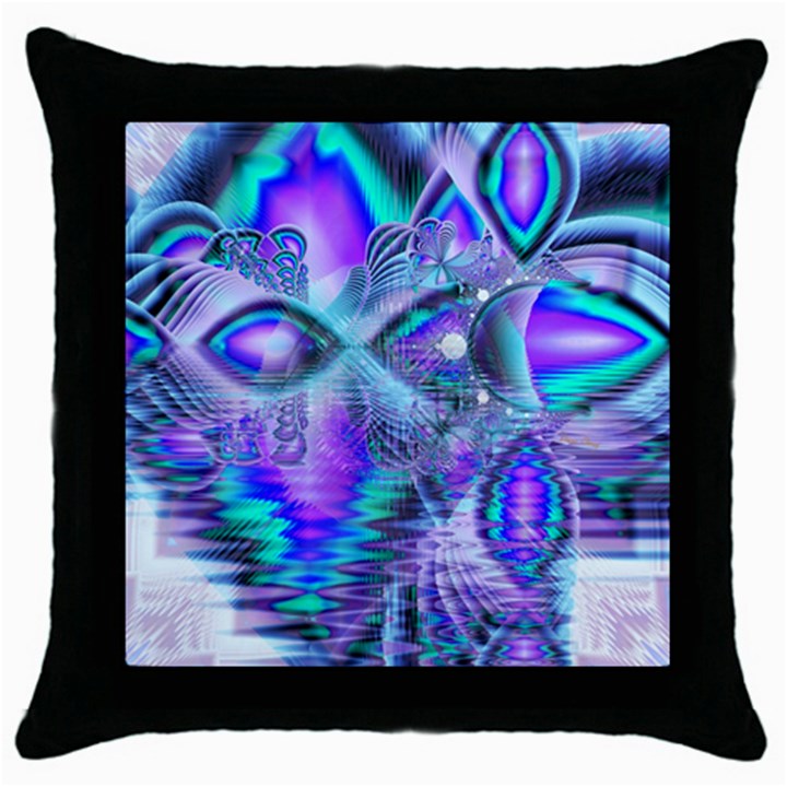 Peacock Crystal Palace Of Dreams, Abstract Black Throw Pillow Case