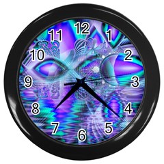 Peacock Crystal Palace Of Dreams, Abstract Wall Clock (black) by DianeClancy