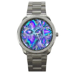 Peacock Crystal Palace Of Dreams, Abstract Sport Metal Watch by DianeClancy