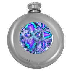 Peacock Crystal Palace Of Dreams, Abstract Hip Flask (round) by DianeClancy