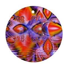 Crystal Star Dance, Abstract Purple Orange Round Ornament by DianeClancy