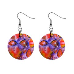 Crystal Star Dance, Abstract Purple Orange Mini Button Earrings by DianeClancy