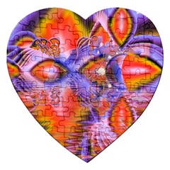 Crystal Star Dance, Abstract Purple Orange Jigsaw Puzzle (heart) by DianeClancy