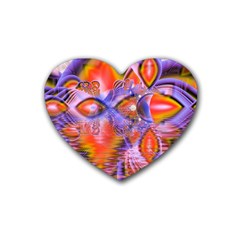 Crystal Star Dance, Abstract Purple Orange Drink Coasters 4 Pack (heart)  by DianeClancy