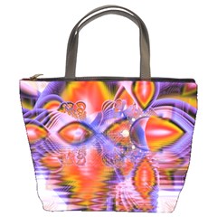 Crystal Star Dance, Abstract Purple Orange Bucket Handbag by DianeClancy