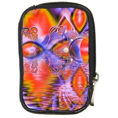 Crystal Star Dance, Abstract Purple Orange Compact Camera Leather Case by DianeClancy