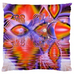 Crystal Star Dance, Abstract Purple Orange Large Cushion Case (two Sided)  by DianeClancy