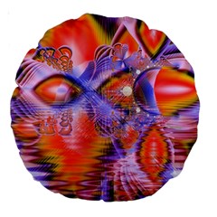 Crystal Star Dance, Abstract Purple Orange 18  Premium Round Cushion  by DianeClancy