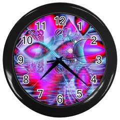 Crystal Northern Lights Palace, Abstract Ice  Wall Clock (black) by DianeClancy