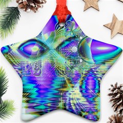 Abstract Peacock Celebration, Golden Violet Teal Star Ornament by DianeClancy