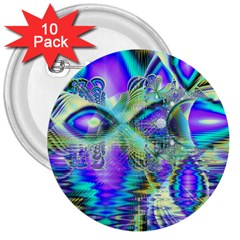 Abstract Peacock Celebration, Golden Violet Teal 3  Button (10 Pack) by DianeClancy