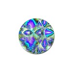 Abstract Peacock Celebration, Golden Violet Teal Golf Ball Marker Front