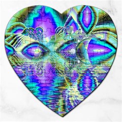 Abstract Peacock Celebration, Golden Violet Teal Jigsaw Puzzle (heart) by DianeClancy