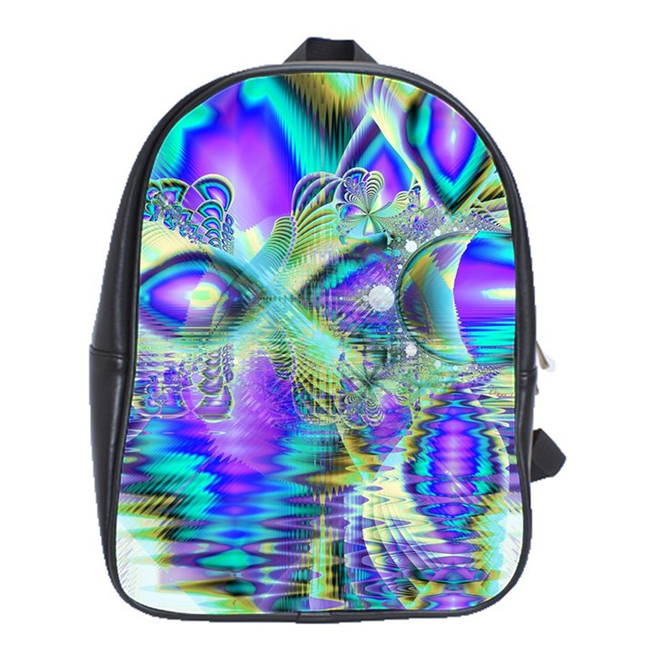 Abstract Peacock Celebration, Golden Violet Teal School Bag (Large)