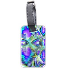 Abstract Peacock Celebration, Golden Violet Teal Luggage Tag (two Sides) by DianeClancy