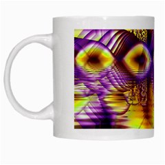 Golden Violet Crystal Palace, Abstract Cosmic Explosion White Coffee Mug by DianeClancy