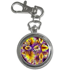 Golden Violet Crystal Palace, Abstract Cosmic Explosion Key Chain Watch by DianeClancy