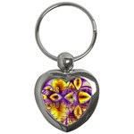 Golden Violet Crystal Palace, Abstract Cosmic Explosion Key Chain (Heart) Front