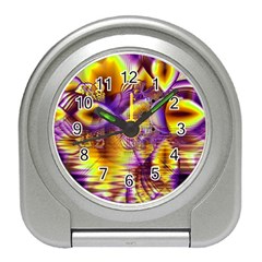 Golden Violet Crystal Palace, Abstract Cosmic Explosion Desk Alarm Clock by DianeClancy