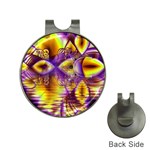 Golden Violet Crystal Palace, Abstract Cosmic Explosion Hat Clip with Golf Ball Marker Front