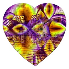 Golden Violet Crystal Palace, Abstract Cosmic Explosion Jigsaw Puzzle (heart) by DianeClancy