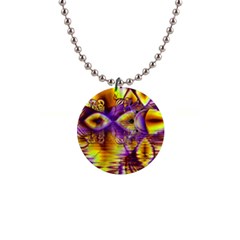 Golden Violet Crystal Palace, Abstract Cosmic Explosion Button Necklace by DianeClancy