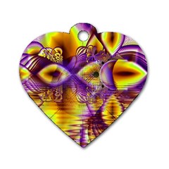 Golden Violet Crystal Palace, Abstract Cosmic Explosion Dog Tag Heart (two Sided) by DianeClancy