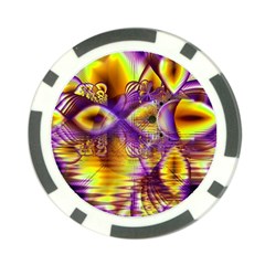 Golden Violet Crystal Palace, Abstract Cosmic Explosion Poker Chip by DianeClancy