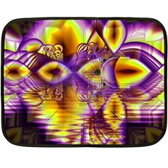 Golden Violet Crystal Palace, Abstract Cosmic Explosion Mini Fleece Blanket (two Sided) by DianeClancy