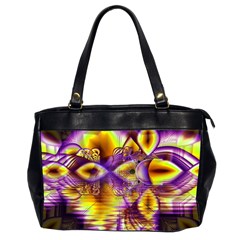 Golden Violet Crystal Palace, Abstract Cosmic Explosion Oversize Office Handbag (two Sides) by DianeClancy