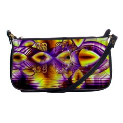 Golden Violet Crystal Palace, Abstract Cosmic Explosion Evening Bag by DianeClancy